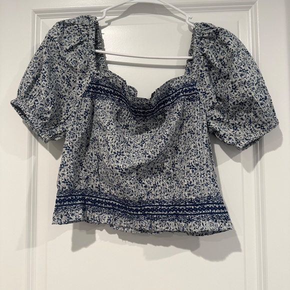 Madewell  embroidered cropped peasant top - Picture 3 of 3